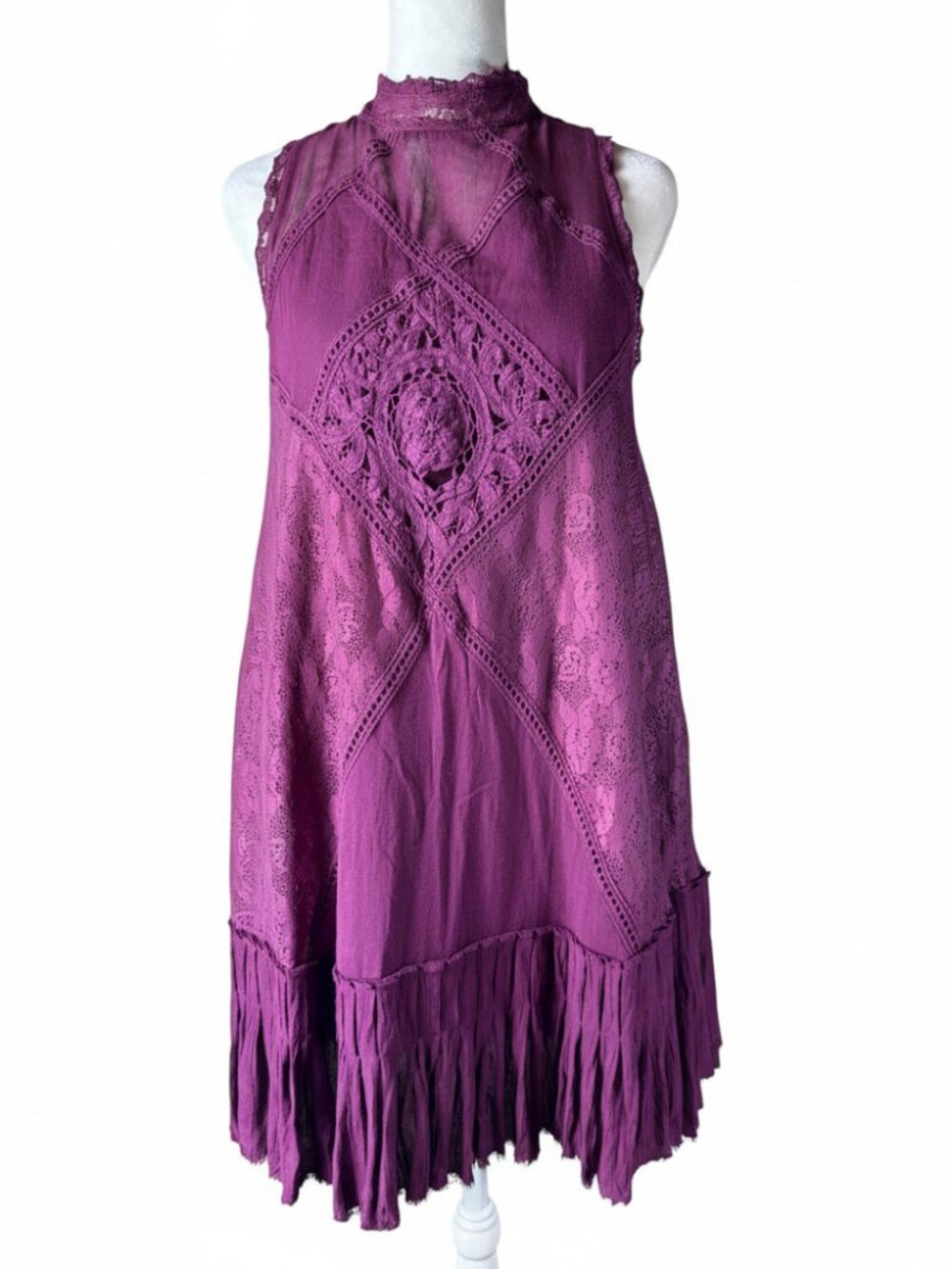Free People FP ONE Angel Lace Mini Dress Plum Purple Size Small
